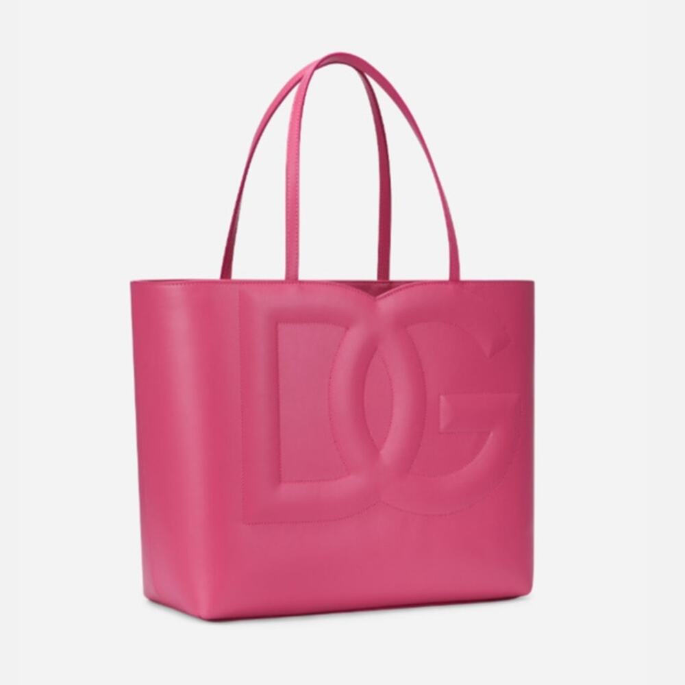 Dolce & Gabbana DG Logo Shopper Bag Light Lilac Pink NWT Medium Calfskin Tote